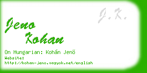 jeno kohan business card